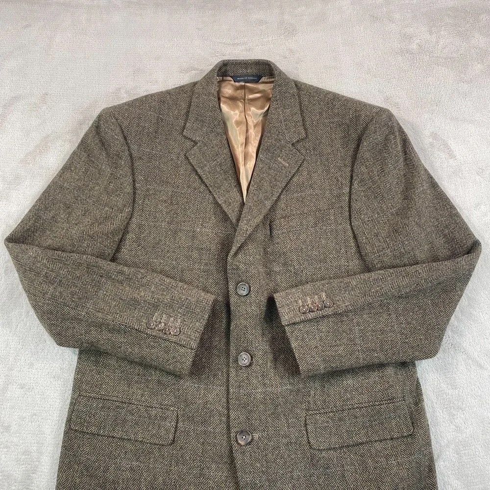BANANA REPUBLIC Blazer Sport Coat Jacket Men 40R Brown Wool Herringbone Office‎